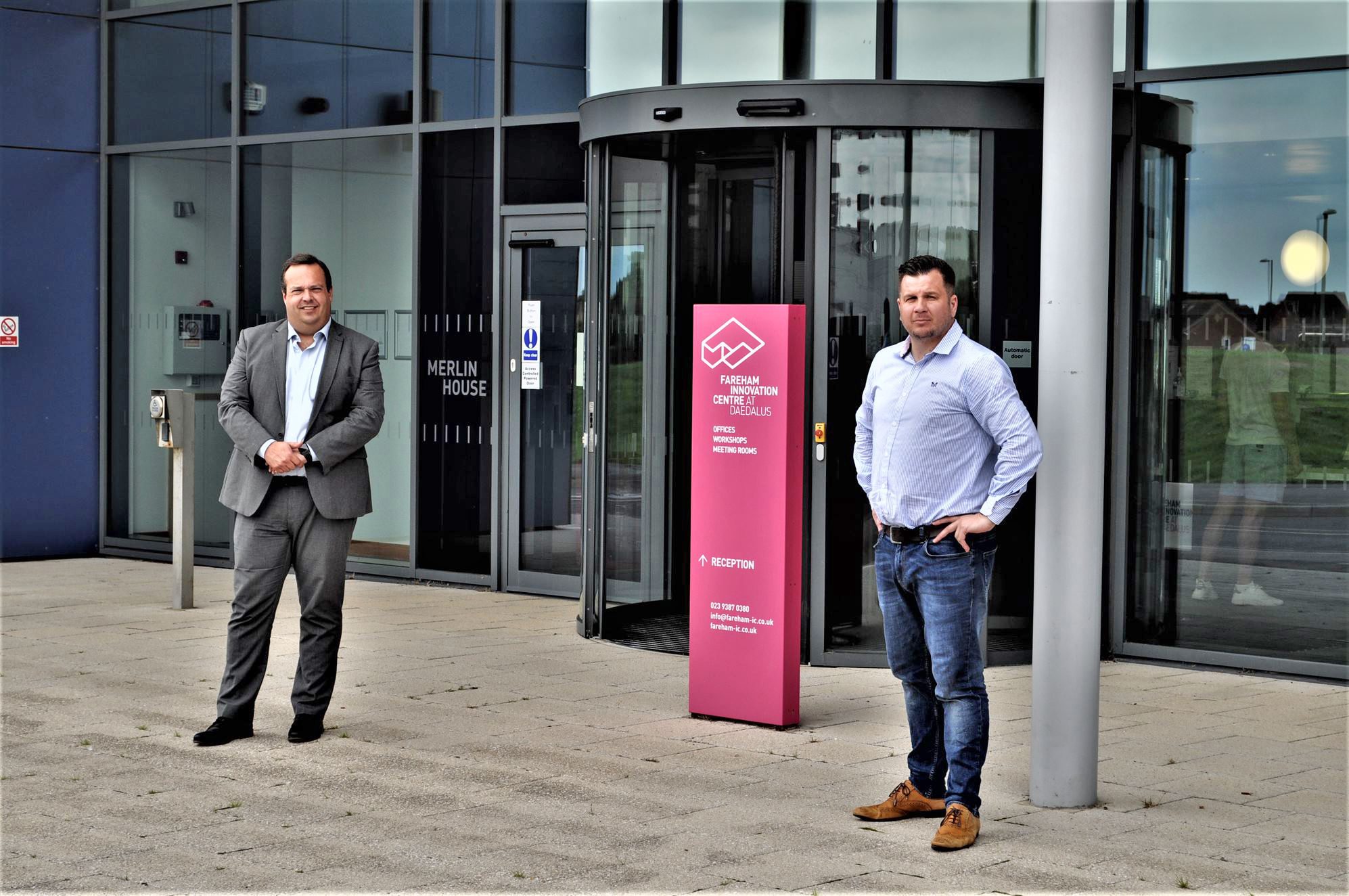 Stephen Brownlie and John Cole Outside Fareham Innovation Centre